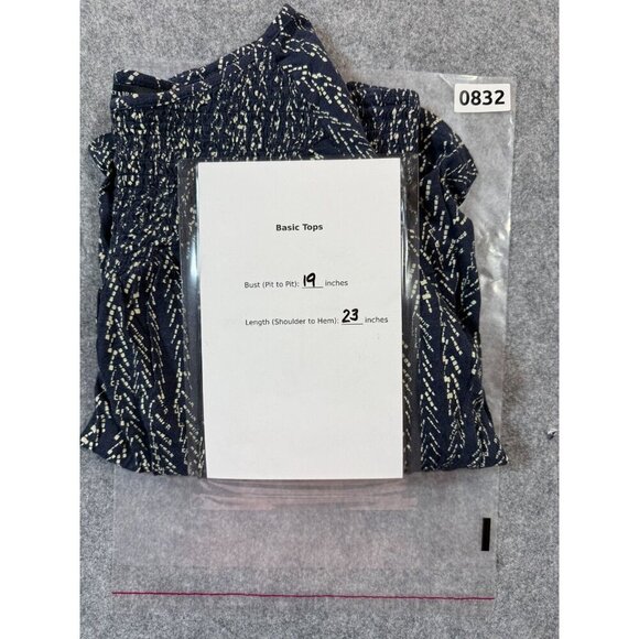 Lucky Brand Blouse Top Women Medium Black Beige Geometric Smocked Front Pullover - Picture 8 of 8